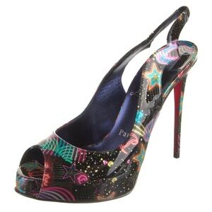 Christian Louboutin Printed Peep-toe Heels